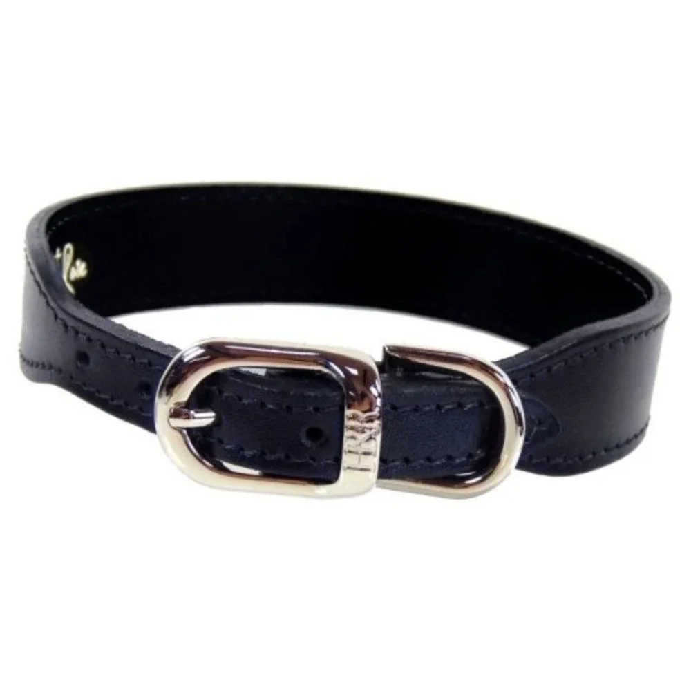 $135 HARTMAN & ROSE After Eight Dog Collar Black  , Size XL